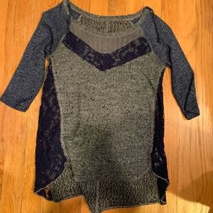 Blue and Grey Lace Shirt